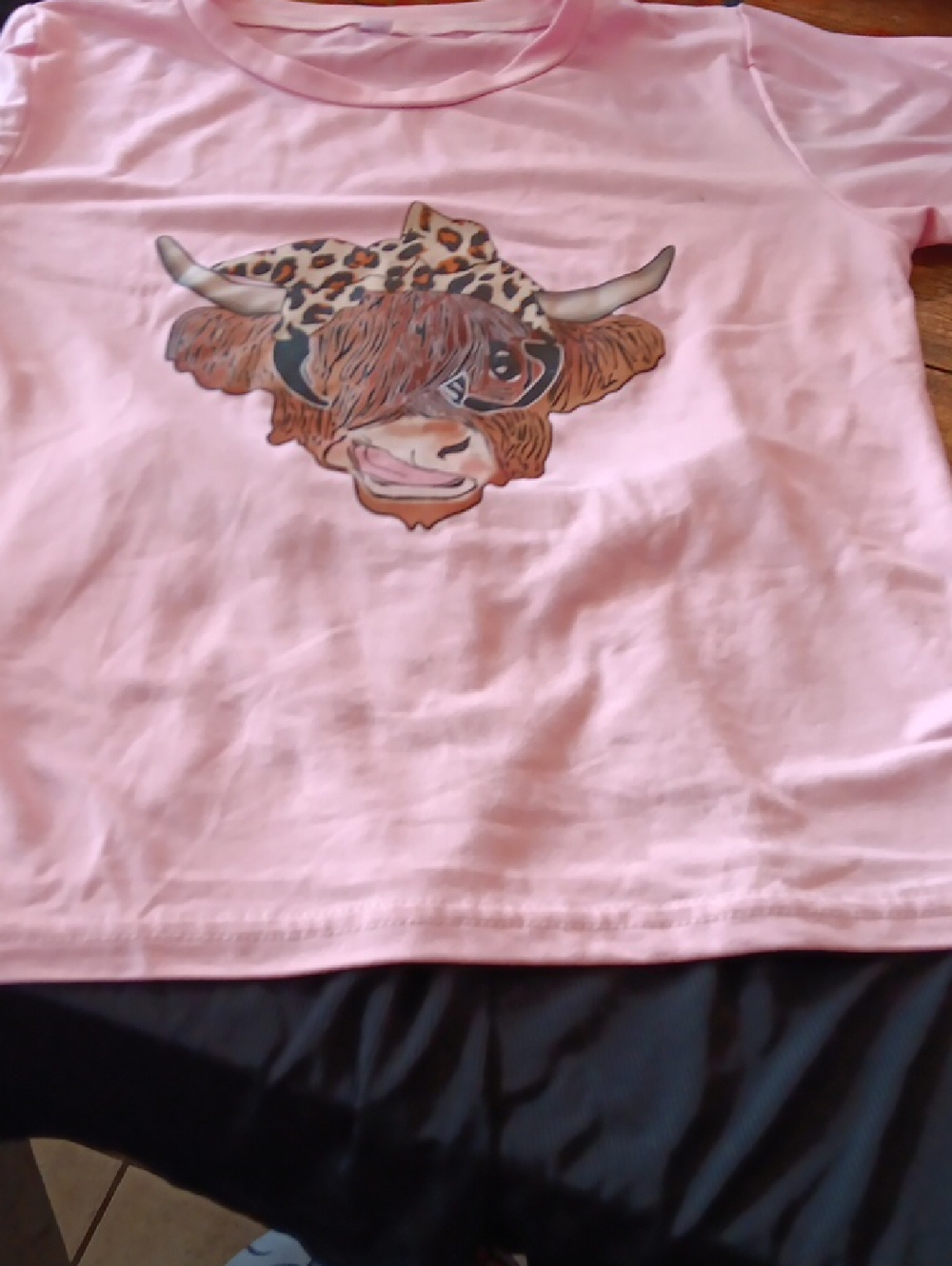 Kids Pink Graphic Tee with Cow Face Print Short Set